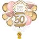 Premium Golden Age 50th Birthday Foil Balloon Bouquet with Balloon Weight, 13pc